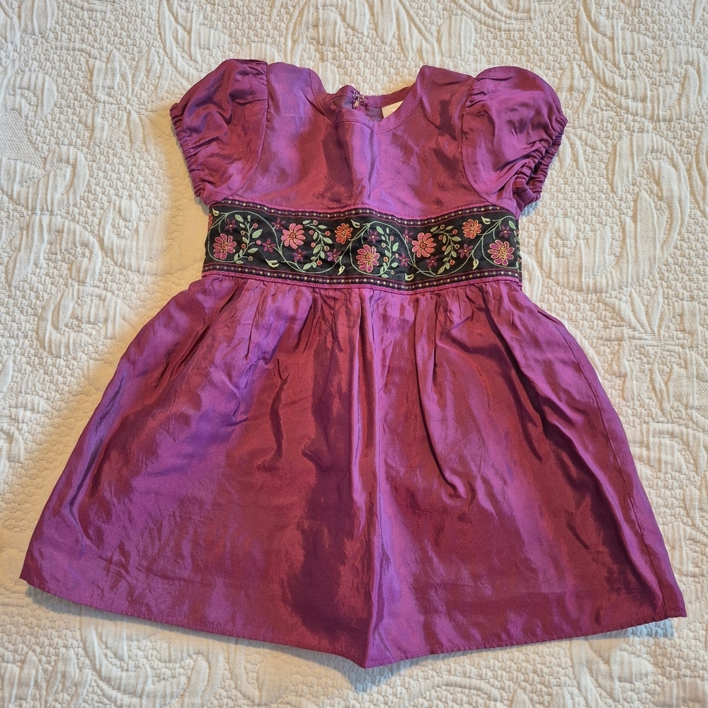 Hanna Andersson Purple Dress with Floral Embroidery